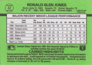 1989 Donruss The Rookies #42 Ron Jones Back