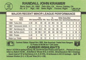1989 Donruss The Rookies #48 Randy Kramer Back