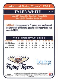 2012 Grandstand Lakeland Flying Tigers #NNO Tyler White Back
