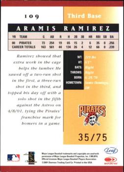 2001 Leaf Certified Materials - Mirror Red #109 Aramis Ramirez  Back