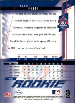2001 Leaf Rookies & Stars - Autographs #184 Ryan Freel Back