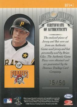 2001 Leaf Rookies & Stars - Dress for Success Prime Cuts #DFS7 Brian Giles  Back