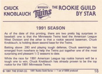 1991 Star The Rookie Guild #16 Chuck Knoblauch Back