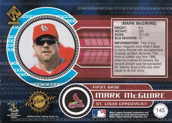 2001 Pacific Private Stock - Game-Used Gear #145 Mark McGwire Back
