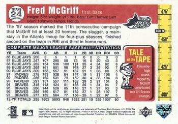 1998 Upper Deck - Tape Measure Titans #24 Fred McGriff Back