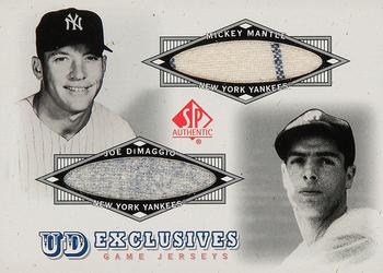 2001 SP Authentic - UD Exclusives Game Jersey Combos #UDC-MD Mickey Mantle / Joe DiMaggio Front