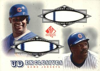 2001 SP Authentic - UD Exclusives Game Jersey Combos #UDC-SD Sammy Sosa / Andre Dawson  Front