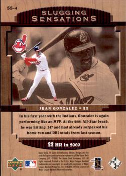 2001 SP Game Bat Milestone - Slugging Sensations #SS-4 Juan Gonzalez  Back