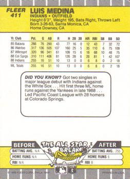 1989 Fleer #411 Luis Medina Back