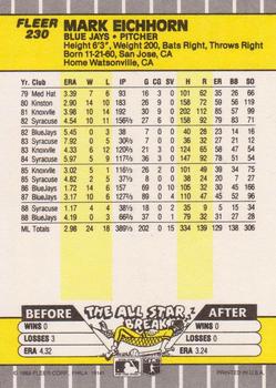 1989 Fleer #230 Mark Eichhorn Back