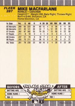 1989 Fleer #287 Mike MacFarlane Back