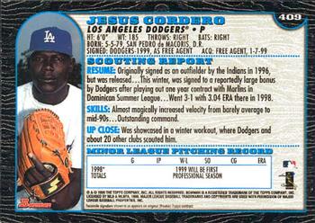 1999 Bowman #409 Jesus Cordero Back