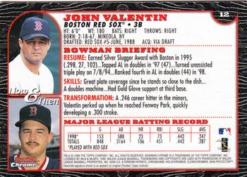 1999 Bowman Chrome #12 John Valentin Back