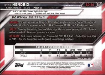 2016 Bowman Draft #BD-56 Ryan Hendrix Back