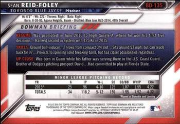 2016 Bowman Draft #BD-135 Sean Reid-Foley Back