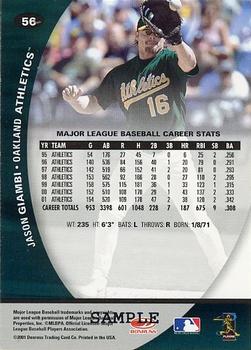 2001 Donruss Class of 2001 - Samples Silver #56 Jason Giambi Back