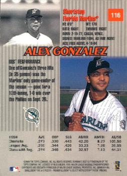 1999 Bowman's Best #116 Alex Gonzalez Back