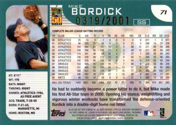 2001 Topps - Gold #71 Mike Bordick Back