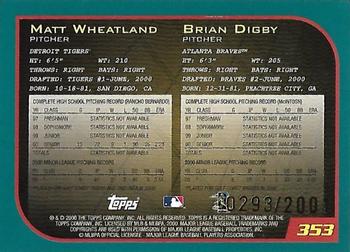 2001 Topps - Gold #353 Matt Wheatland / Bryan Digby Back