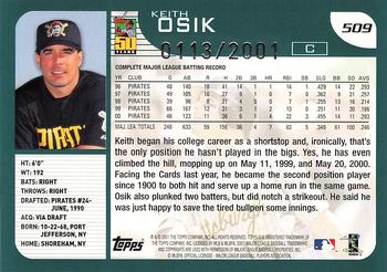 2001 Topps - Gold #509 Keith Osik Back