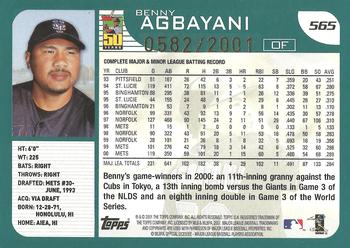 2001 Topps - Gold #565 Benny Agbayani Back