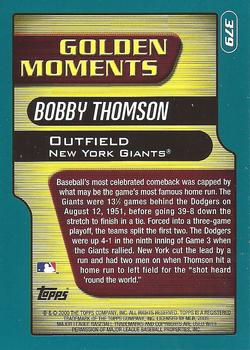 2001 Topps - Home Team Advantage #379 Bobby Thomson Back