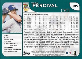 2001 Topps - Home Team Advantage #419 Troy Percival Back