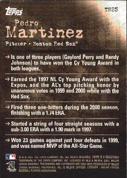 2001 Topps - Noteworthy #TN25 Pedro Martinez Back