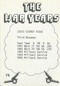 1977 TCMA The War Years #78 Louis Riggs Back