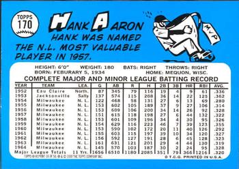 2001 Topps - Through the Years Reprints #14 Hank Aaron Back