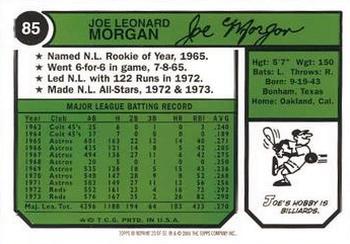 2001 Topps - Through the Years Reprints #23 Joe Morgan Back