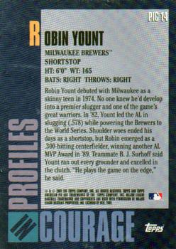 2001 Topps American Pie - Profiles in Courage #PIC14 Robin Yount  Back