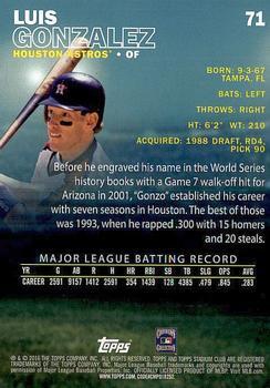 2016 Stadium Club - First Day Issue #71 Luis Gonzalez Back