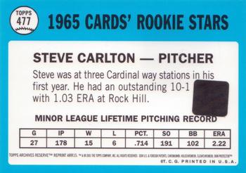 2001 Topps Archives Reserve - Rookie Reprint Relics #ARR15 Steve Carlton Back