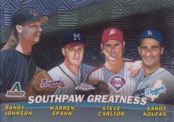 2001 Topps Chrome - Combos #TC17 Southpaw Greatness (Randy Johnson / Warren Spahn / Steve Carlton / Sandy Koufax)  Front