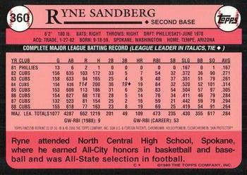 2001 Topps Chrome - Through the Years Reprints #33 Ryne Sandberg Back