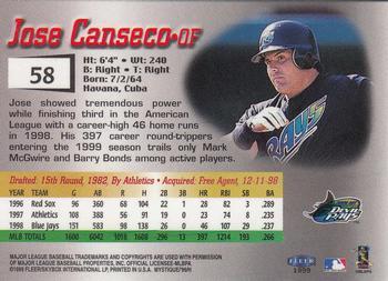 1999 Fleer Mystique #58 Jose Canseco Back