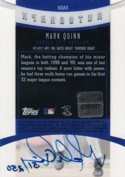 2001 Topps HD - Clear Autographs #HDA3 Mark Quinn  Back