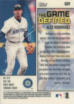 2001 Topps HD - Game Defined #GD9 Alex Rodriguez  Back