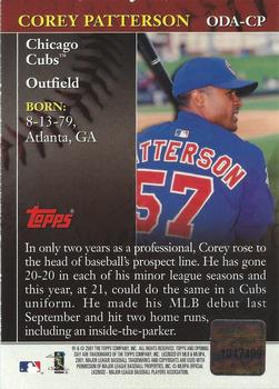 2001 Topps Opening Day - Autographs #ODA-CP Corey Patterson Back