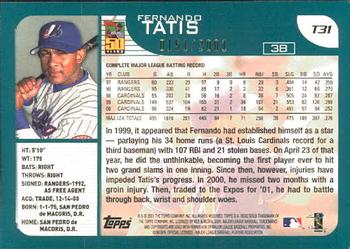 2001 Topps Traded & Rookies - Gold #T31 Fernando Tatis Back