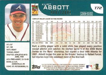 2001 Topps Traded & Rookies - Gold #T72 Kurt Abbott Back
