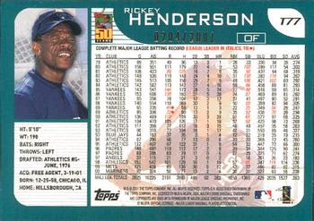 2001 Topps Traded & Rookies - Gold #T77 Rickey Henderson Back