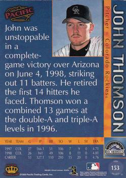 1999 Pacific #153 John Thomson Back