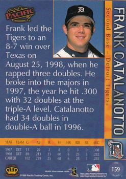 1999 Pacific #159 Frank Catalanotto Back