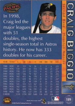 1999 Pacific #189 Craig Biggio Back