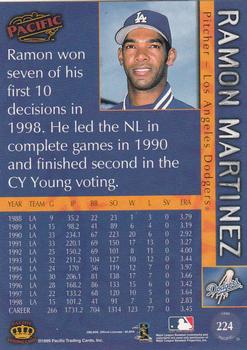 1999 Pacific #224 Ramon Martinez Back