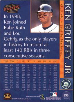 1999 Pacific #396 Ken Griffey Jr. Back