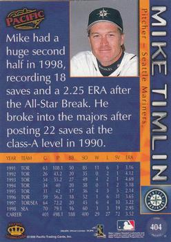 1999 Pacific #404 Mike Timlin Back