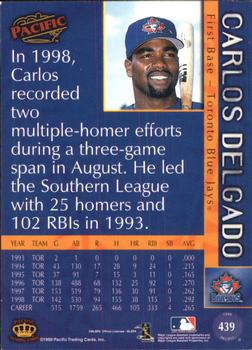 1999 Pacific #439 Carlos Delgado Back